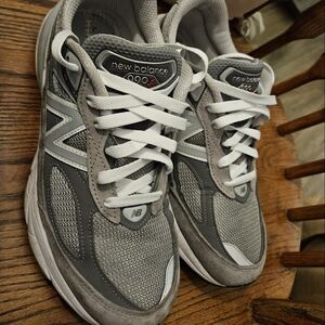 New Balance Gray & White 990v4 Suede Mesh Sneakers